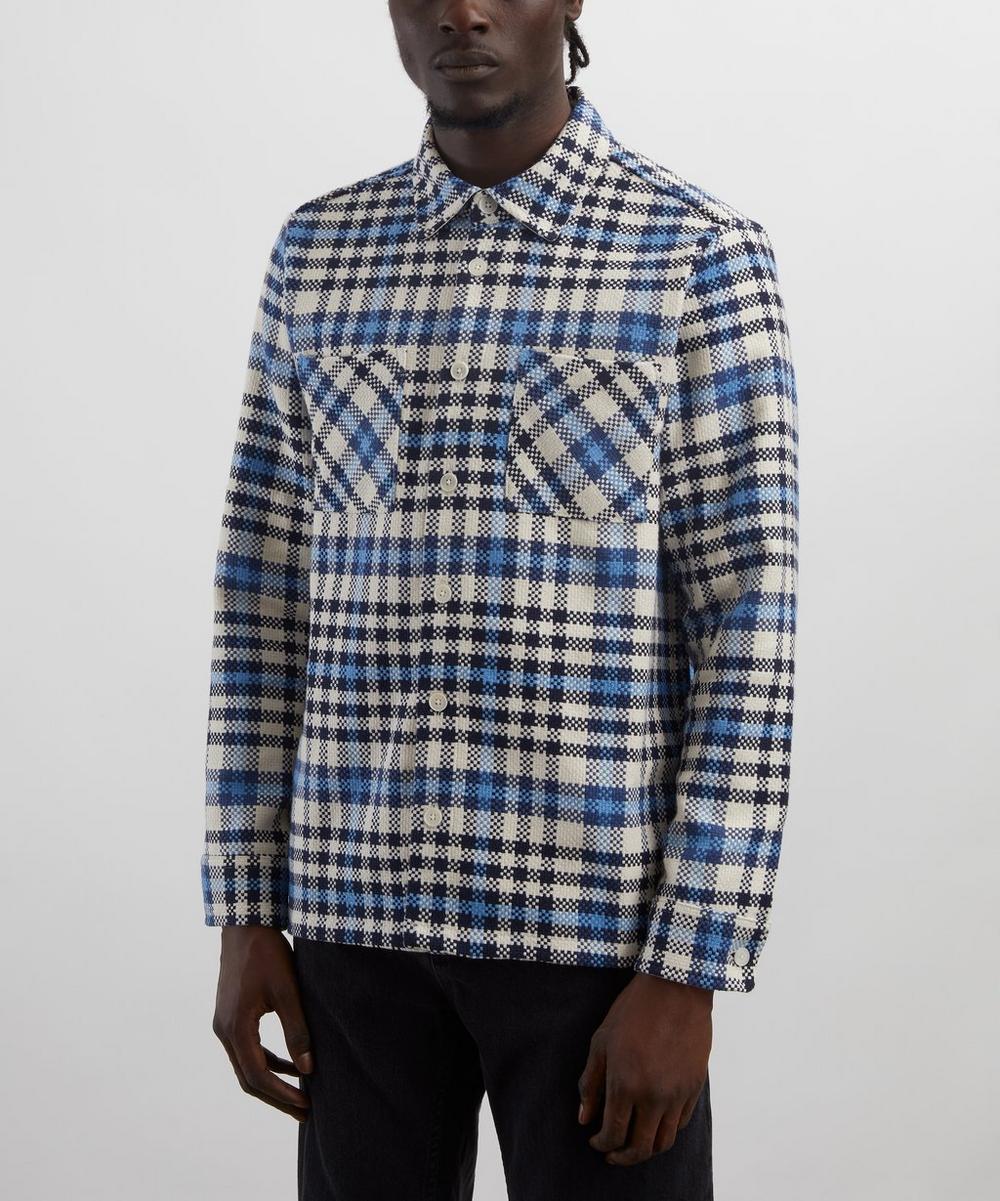 Liberty London Wax London Whiting Ecru-Blue Strand Check Overshirt