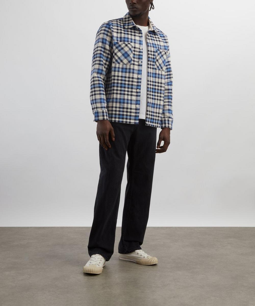 liberty london Wax London Whiting Ecru-Blue Strand Check Overshirt