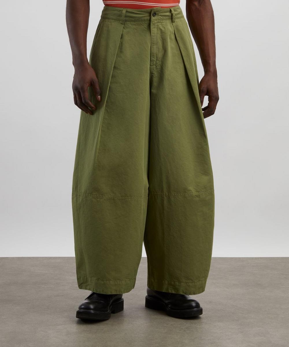 Liberty London YMC Green Deadbeat Cotton-Linen Trousers