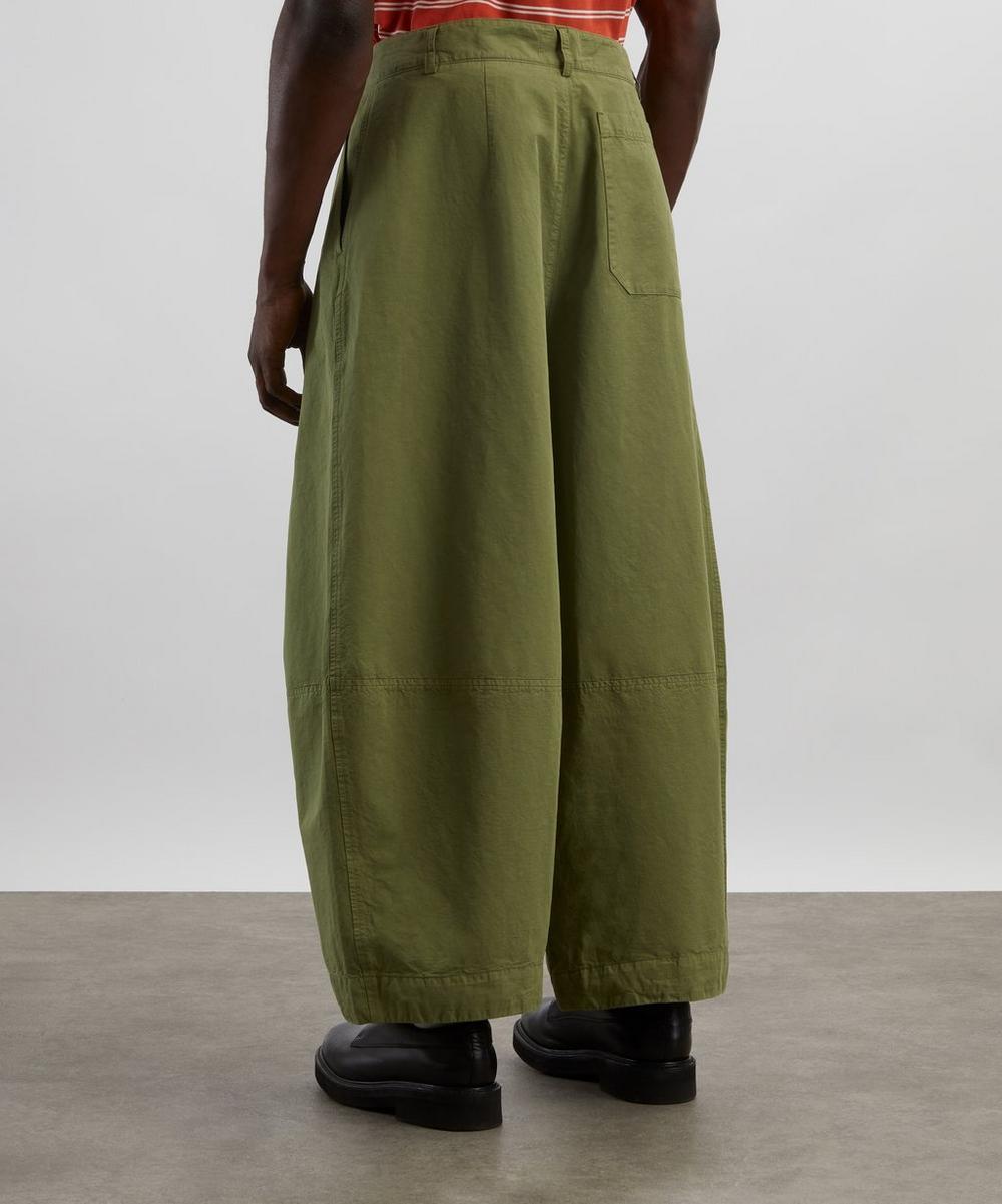 Liberty London YMC Green Deadbeat Cotton-Linen Trousers