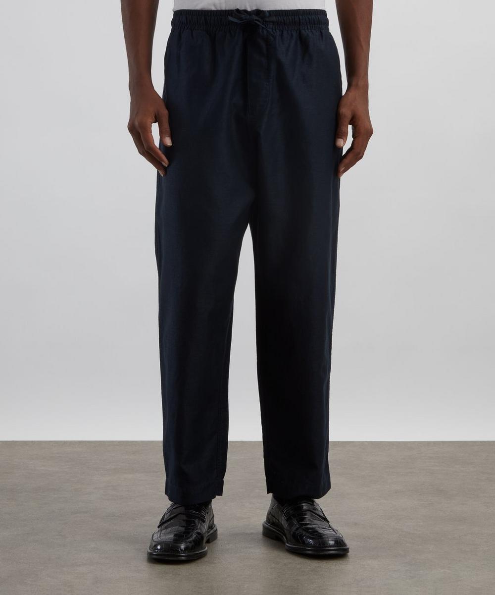 Liberty London YMC Navy Alva Cotton-Linen Moleskin Trousers