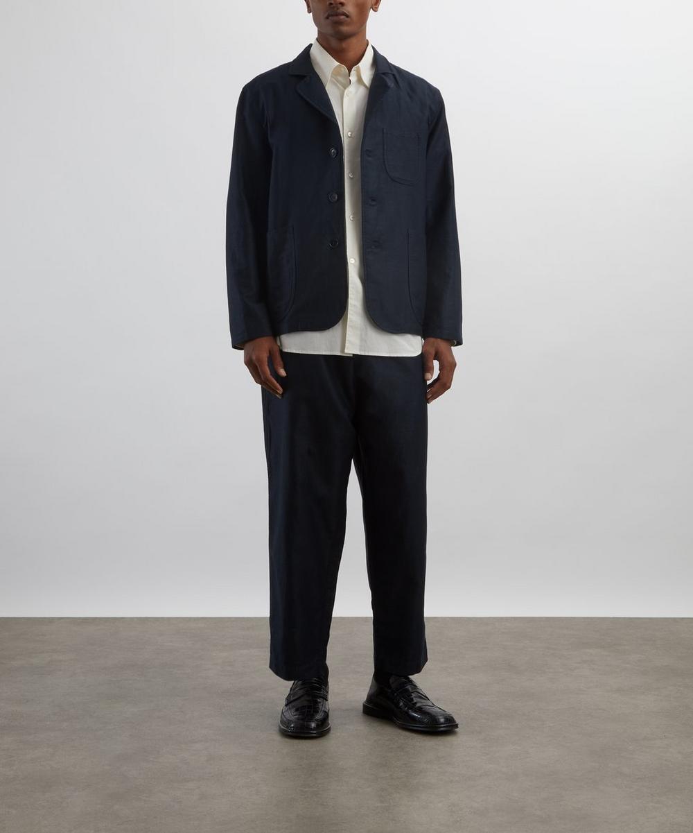 liberty london YMC Navy Alva Cotton-Linen Moleskin Trousers