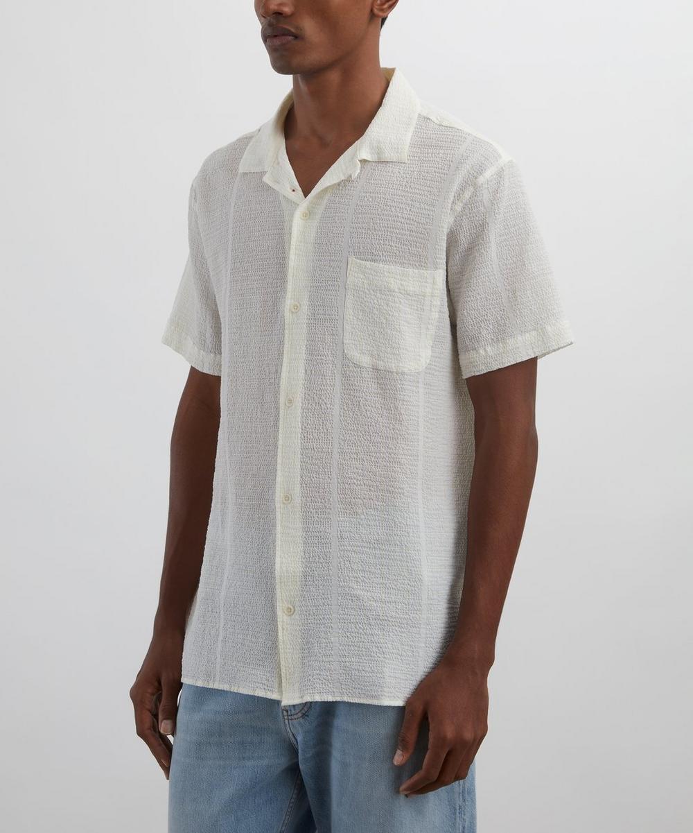 Liberty London YMC White Malick Seersucker Short-Sleeve Shirt