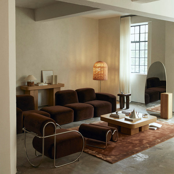 Life Interiors Bell Floor Lamp (Chrome / Natural Rattan)