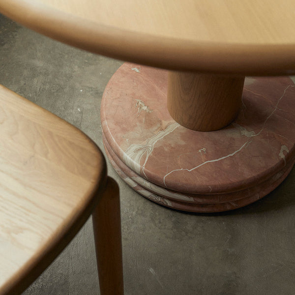 Life Interiors Bistro Dining Table (Oak / Marble Rosso 105cm Diameter)