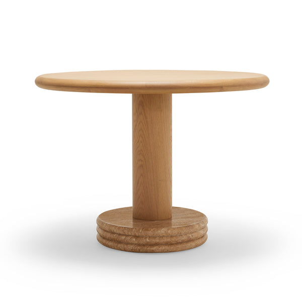 Life Interiors Bistro Dining Table (Oak / Travertine Natural 105cm Diameter)