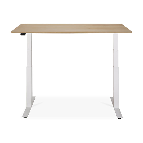 Life Interiors Bok Rectangle Adjustable Desk With Cable Management UK (Oak White 140cm)