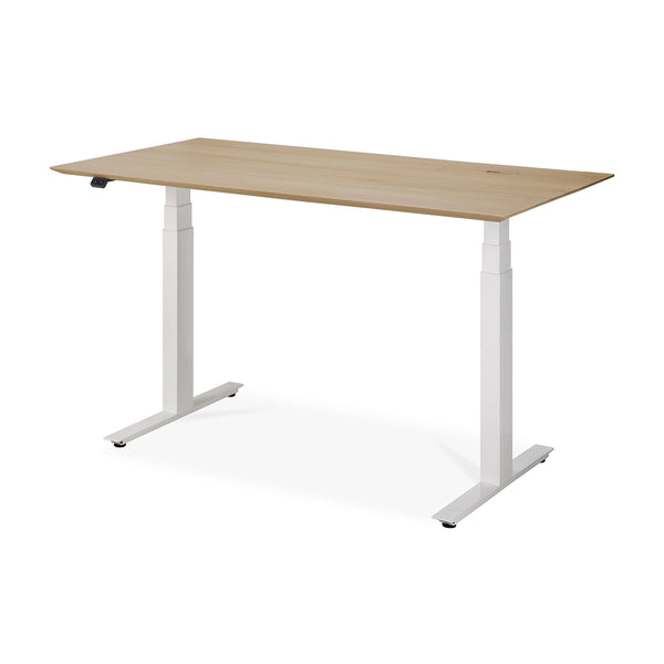 Life Interiors Bok Rectangle Adjustable Desk With Cable Management UK (Oak White 140cm)