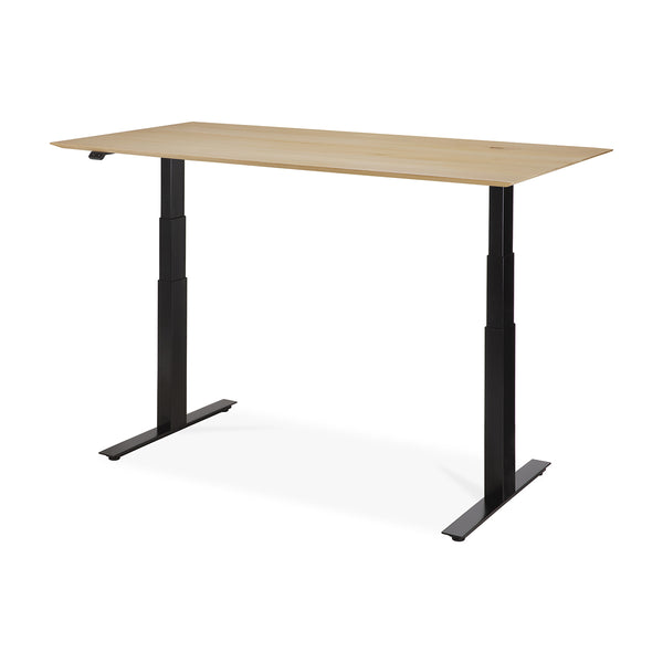 Life Interiors Bok Rectangle Adjustable Desk With Cable Management UK (Oak Black 160cm)