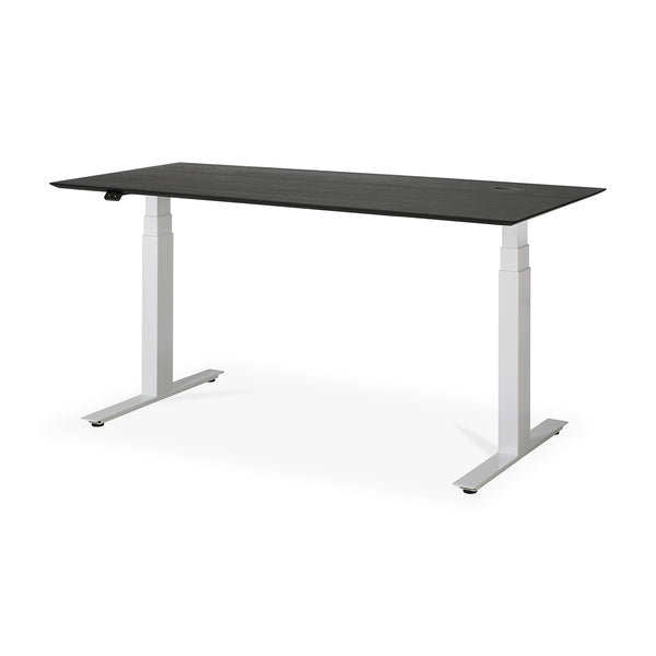 Life Interiors Bok Rectangle Adjustable Desk With Cable Management UK (Oak Black White 160cm)