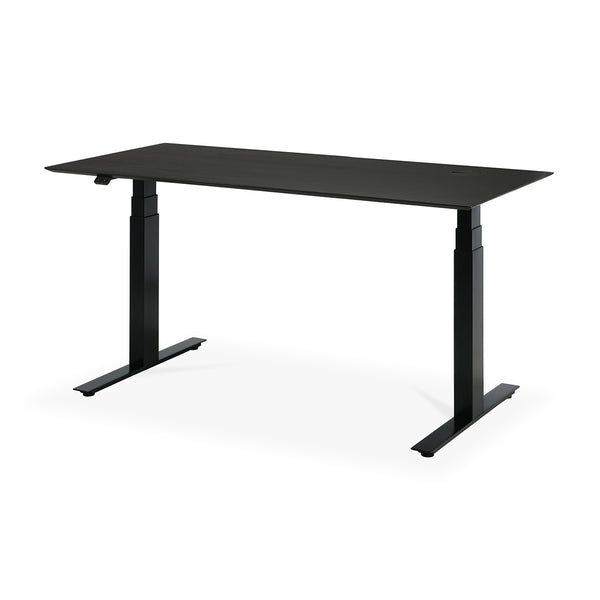 Life Interiors Bok Rectangle Adjustable Desk With Cable Management UK (Oak Black Black 160cm)