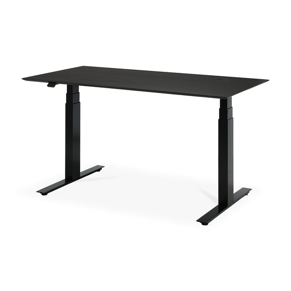 Life Interiors Bok Rectangle Adjustable Desk With Cable Management UK (Oak Black Black 140cm)