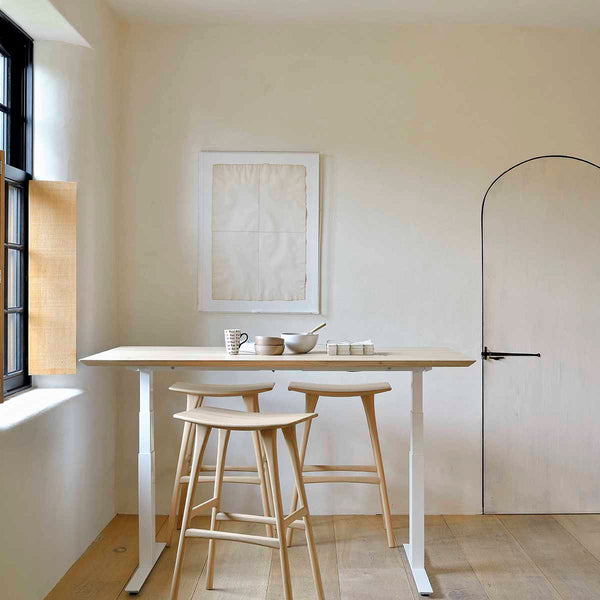 Life Interiors Bok Rectangle Adjustable Desk With Cable Management EU (Oak White 160cm)