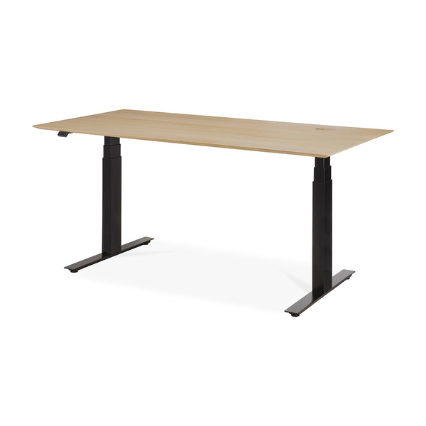 Life Interiors Bok Rectangle Adjustable Desk With Cable Management EU (Oak Black 160cm)