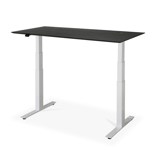 Life Interiors Bok Rectangle Adjustable Desk With Cable Management EU (Oak Black White 140cm)