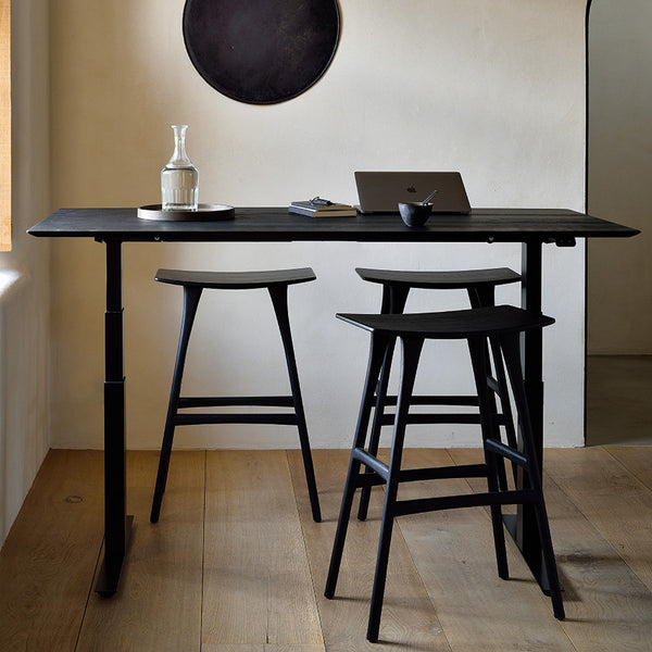 Life Interiors Bok Rectangle Adjustable Desk With Cable Management EU (Oak Black Black 160cm)