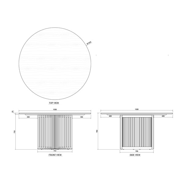 Life Interiors Casablanca Round Dining Table (Oak 150cm)