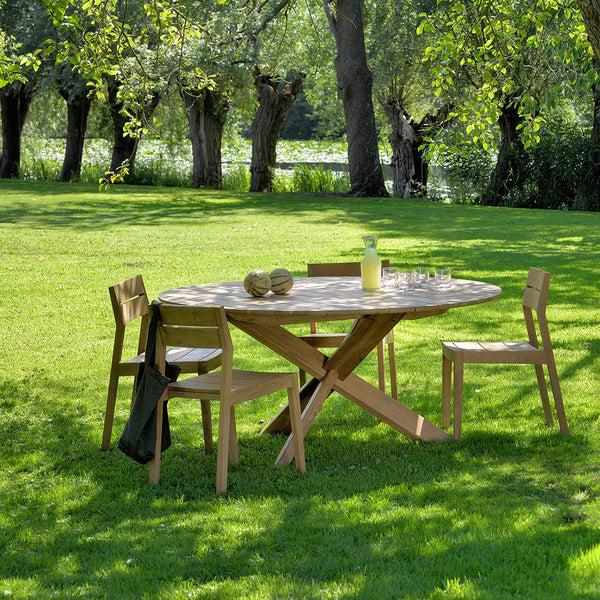 Life Interiors Circle Outdoor Round Dining Table (Teak 163cm)