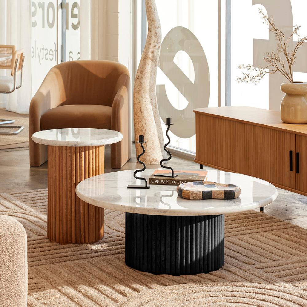 life interiors Cosmos Coffee Table (Black Oak Carrara Marble 100cm)