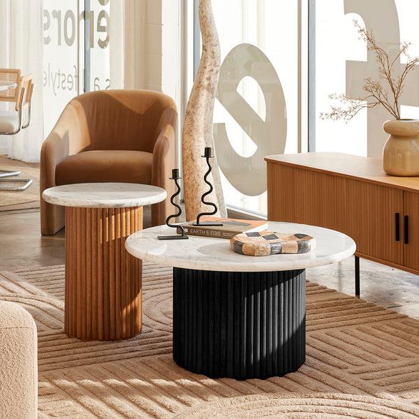 Life Interiors Cosmos Coffee Table (Black Oak Carrara Marble 85cm)