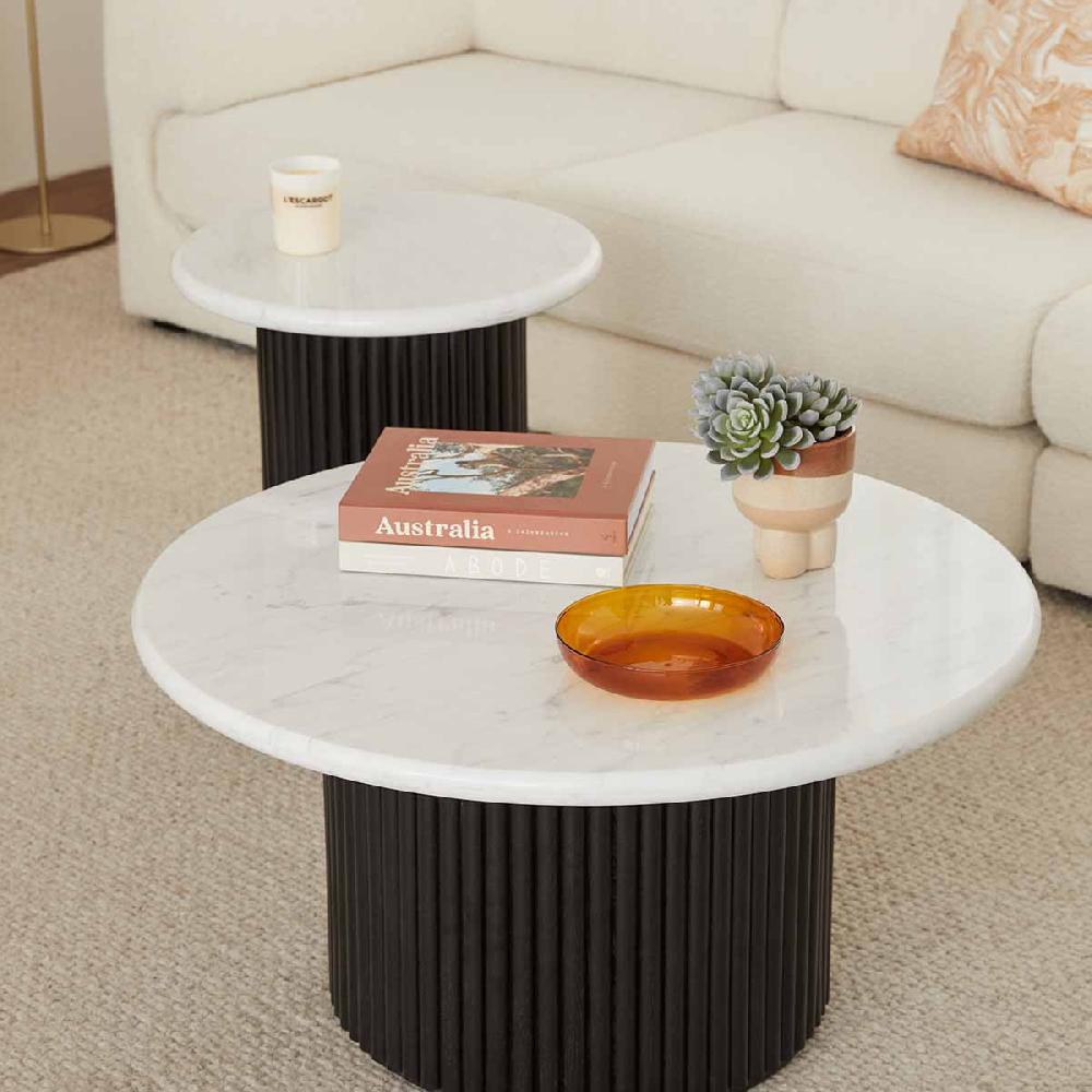 life interiors Cosmos Coffee Table (Black Oak Carrara Marble 85cm)