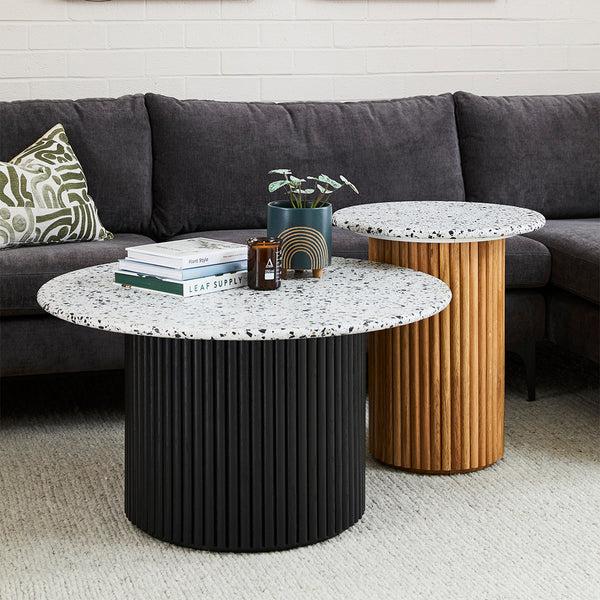 Life Interiors Cosmos Coffee Table (Black Terrazzo 85cm)