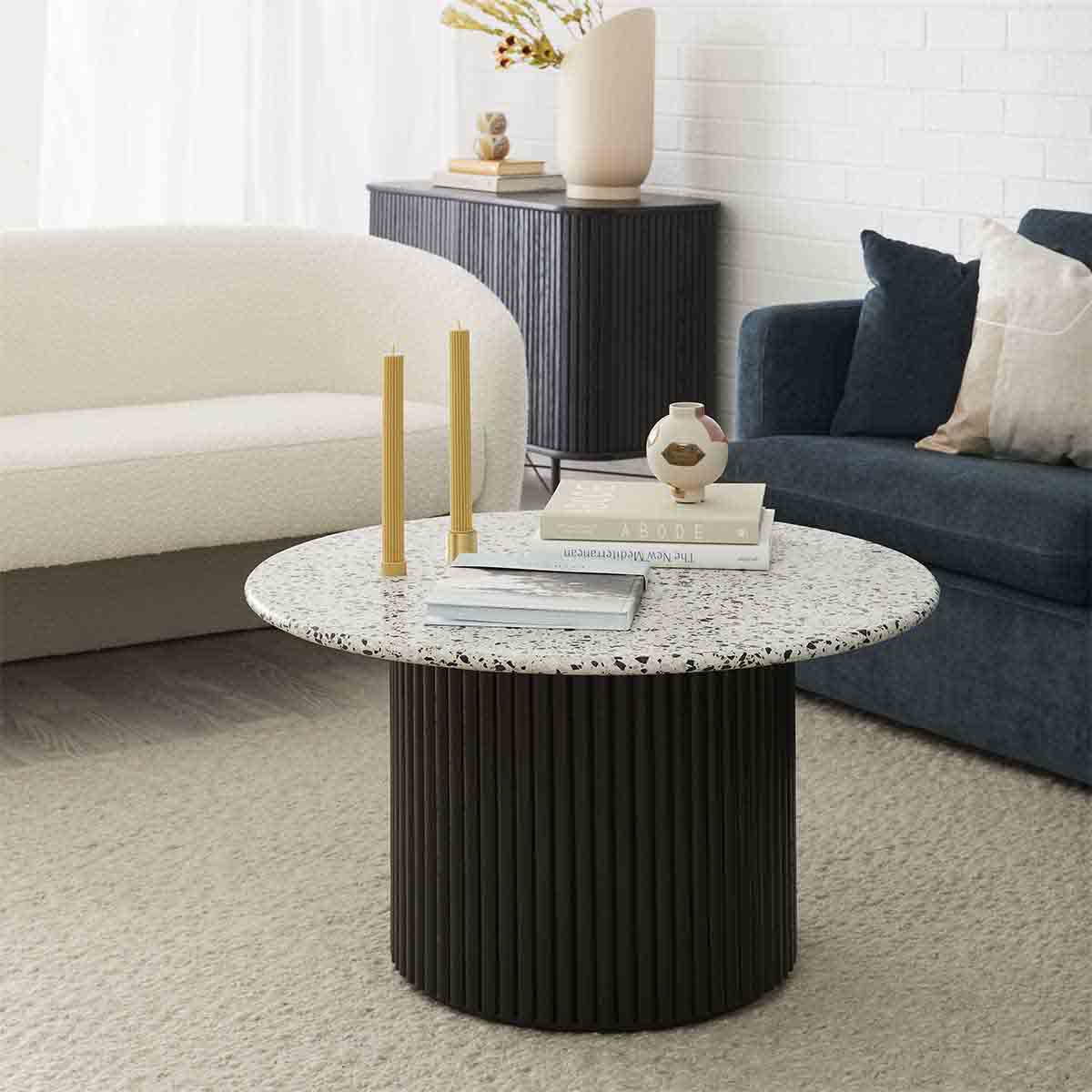 life interiors Cosmos Coffee Table (Black Terrazzo 85cm)