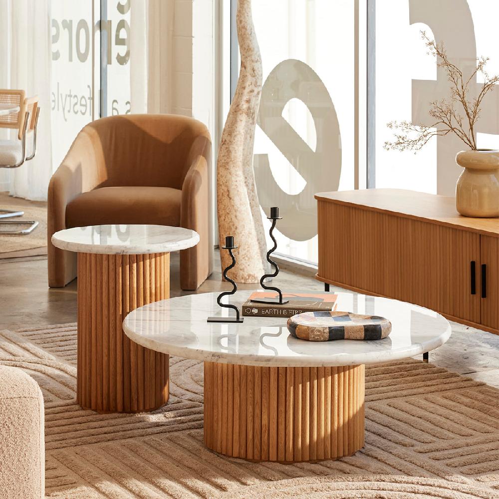 life interiors Cosmos Coffee Table (Oak Carrara Marble 100cm)