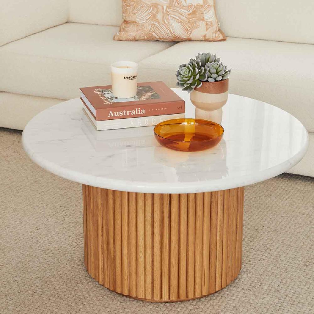 life interiors Cosmos Coffee Table (Oak Carrara Marble 85cm)