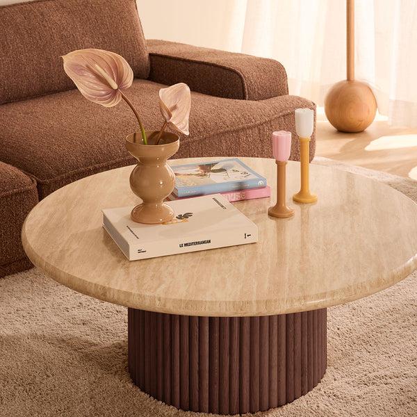 Life Interiors Cosmos Coffee Table (Walnut Travertine 100cm)