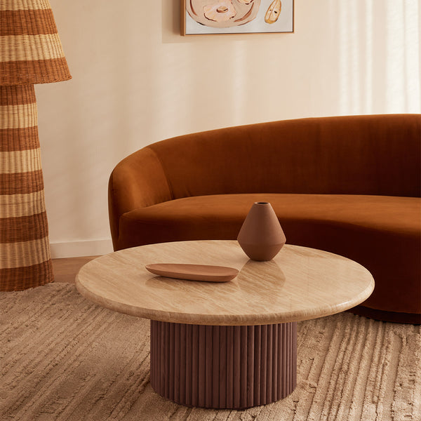 Life Interiors Cosmos Coffee Table (Walnut Travertine 100cm)