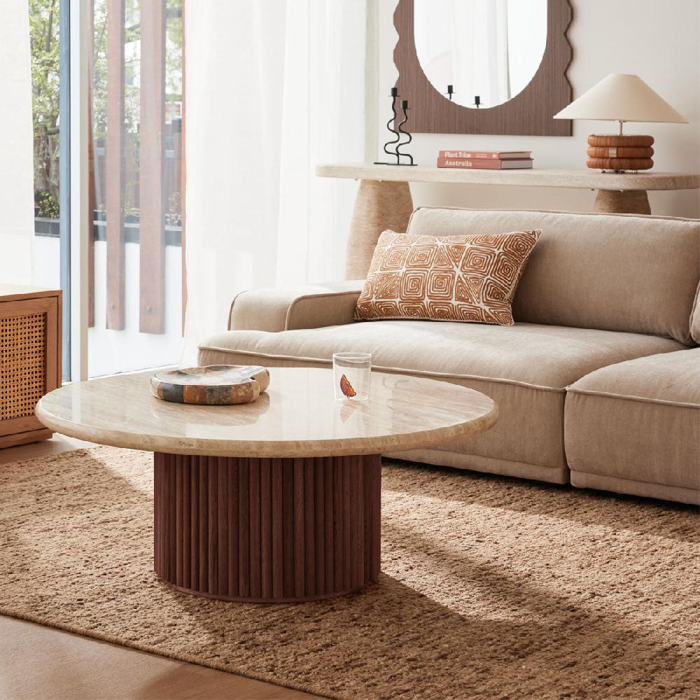 life interiors Cosmos Coffee Table (Walnut Travertine 100cm)