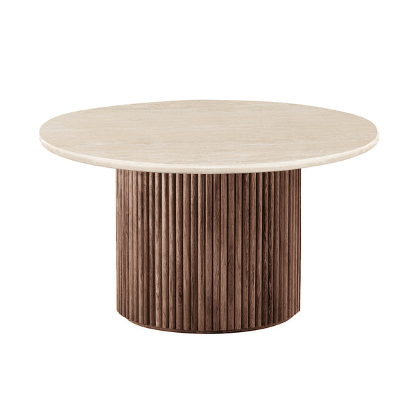 Life Interiors Cosmos Coffee Table (Walnut Travertine 85cm)