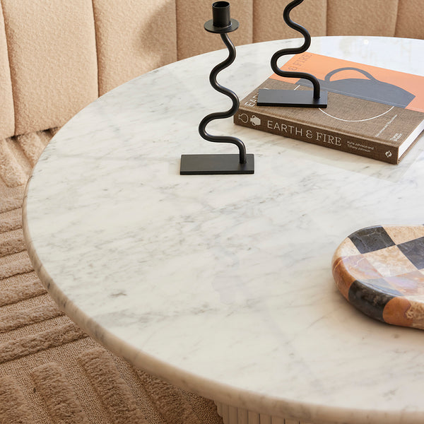 Life Interiors Cosmos Coffee Table (White Oak Carrara Marble 85cm)