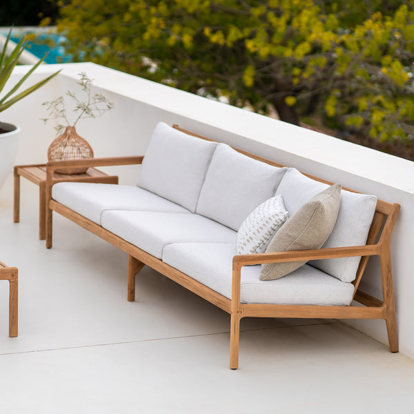 Life Interiors Jack Outdoor Fabric 4 Seater Sofa (Teak Off White)