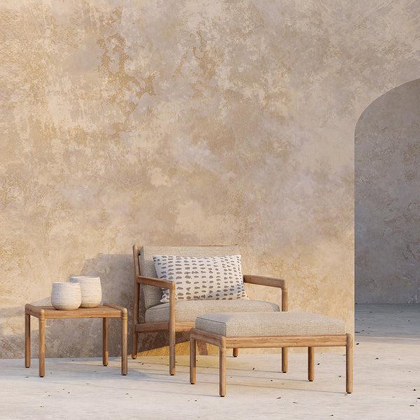 Life Interiors Jack Outdoor Fabric Lounge Chair (Teak Natural)