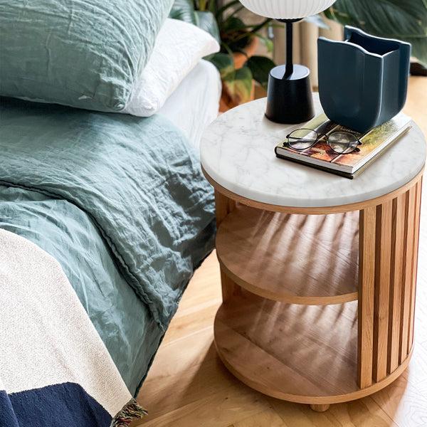 Life Interiors Atlanta Marble Bedside Table