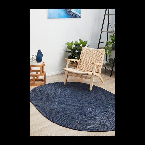 Life Interiors Bondi Oval Rug (Navy)