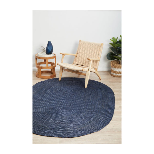 Life Interiors Bondi Oval Rug (Navy)