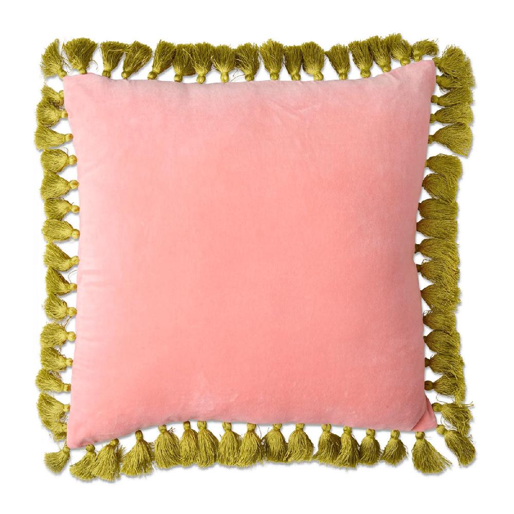 life interiors Citron Rose Velvet Tassel Cushion