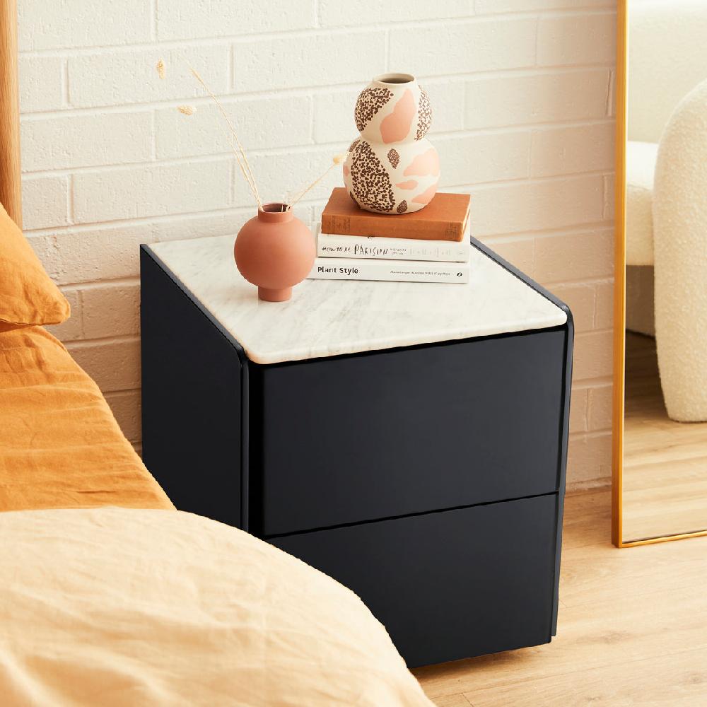 life interiors Delta Marble Bedside Table
