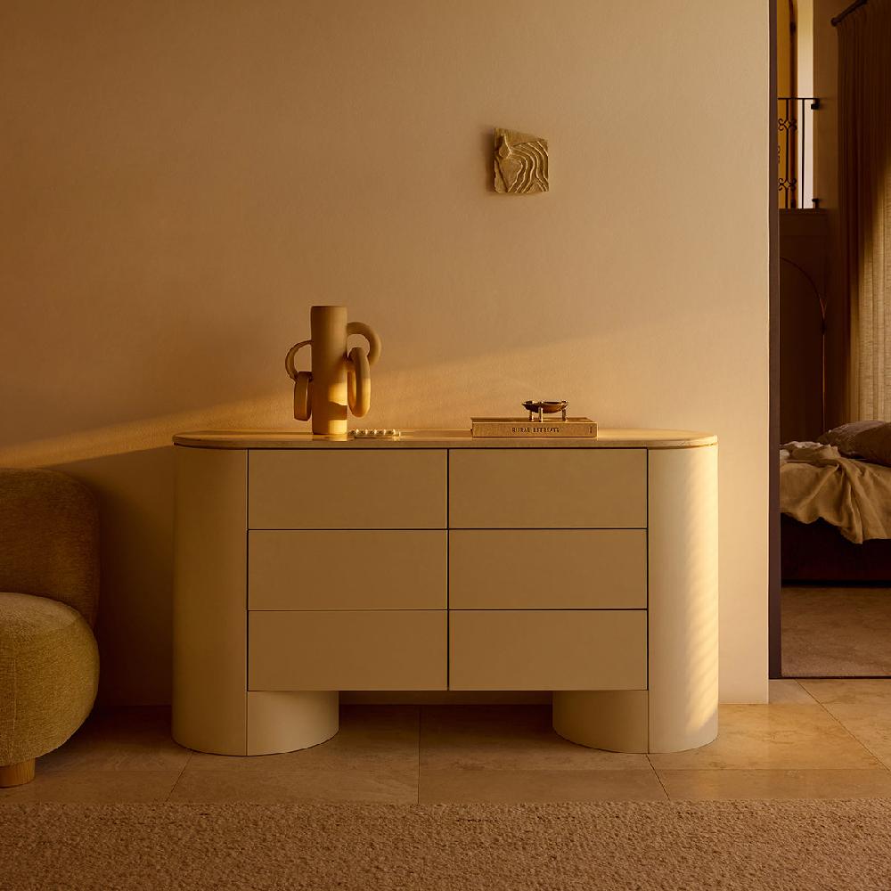 life interiors Fin 6 Drawer Dresser (Lacquered Tofu)