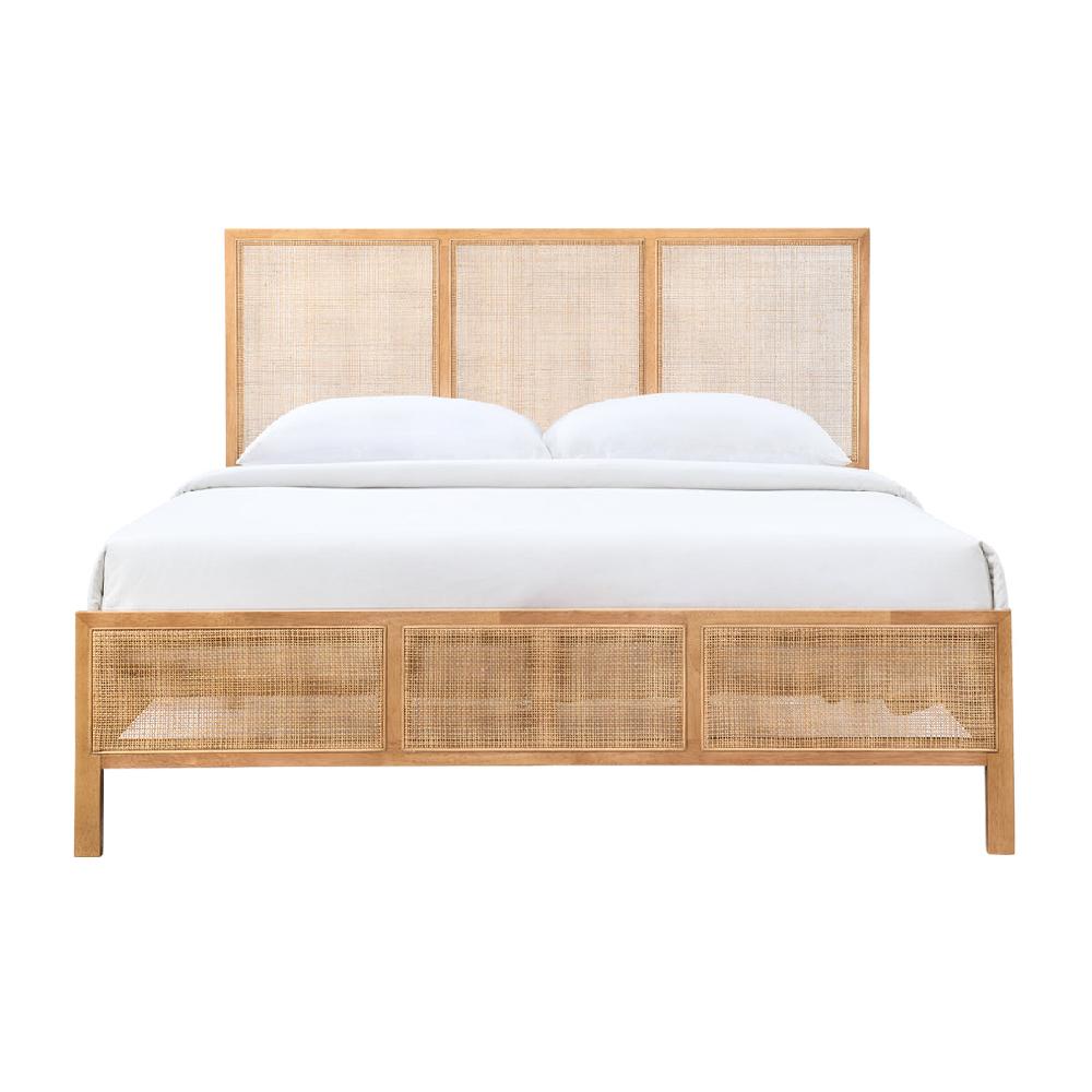 life interiors Kayla Rattan Solid Queen Bed (Oak)