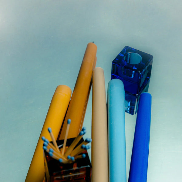 Life Interiors Le Cube Single Candle Holder (Indigo)