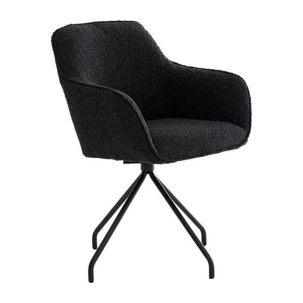 Life Interiors Levi Swivel Boucle Dining Arm Chair
