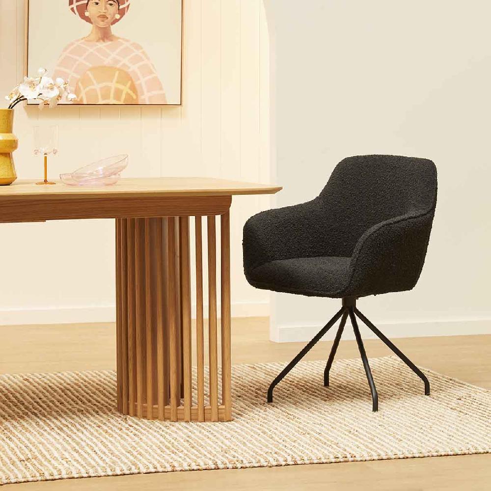 life interiors Levi Swivel Boucle Dining Arm Chair