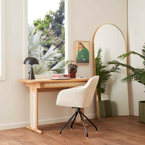 Life Interiors Levi Swivel Fabric Dining Arm Chair