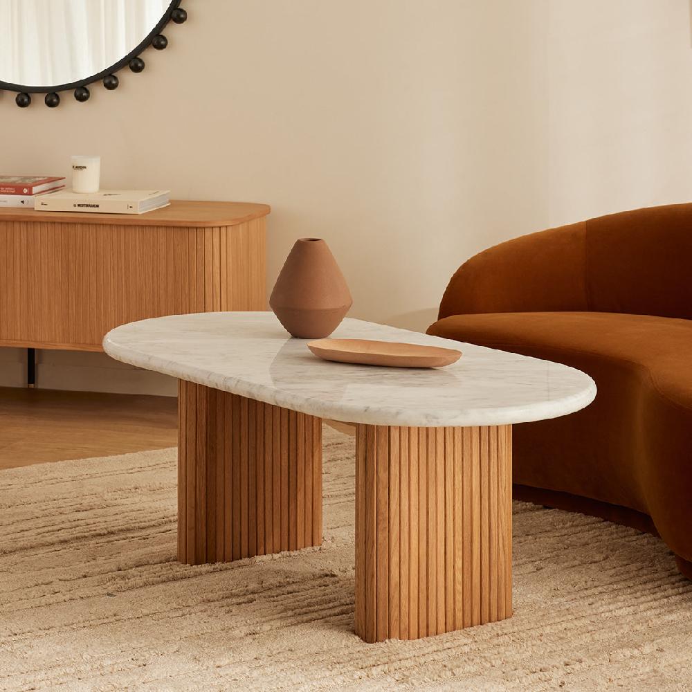 life interiors Noir Oval Coffee Table (Marble)