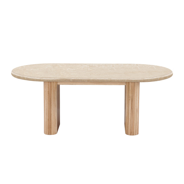 Life Interiors Noir Oval Coffee Table (Travertine)