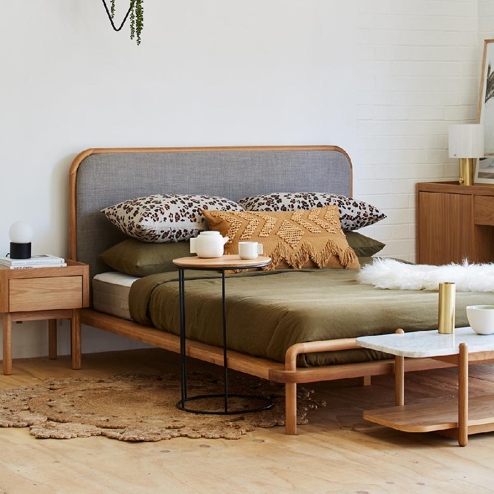 life interiors Norah King Bed (Oak Light Grey)